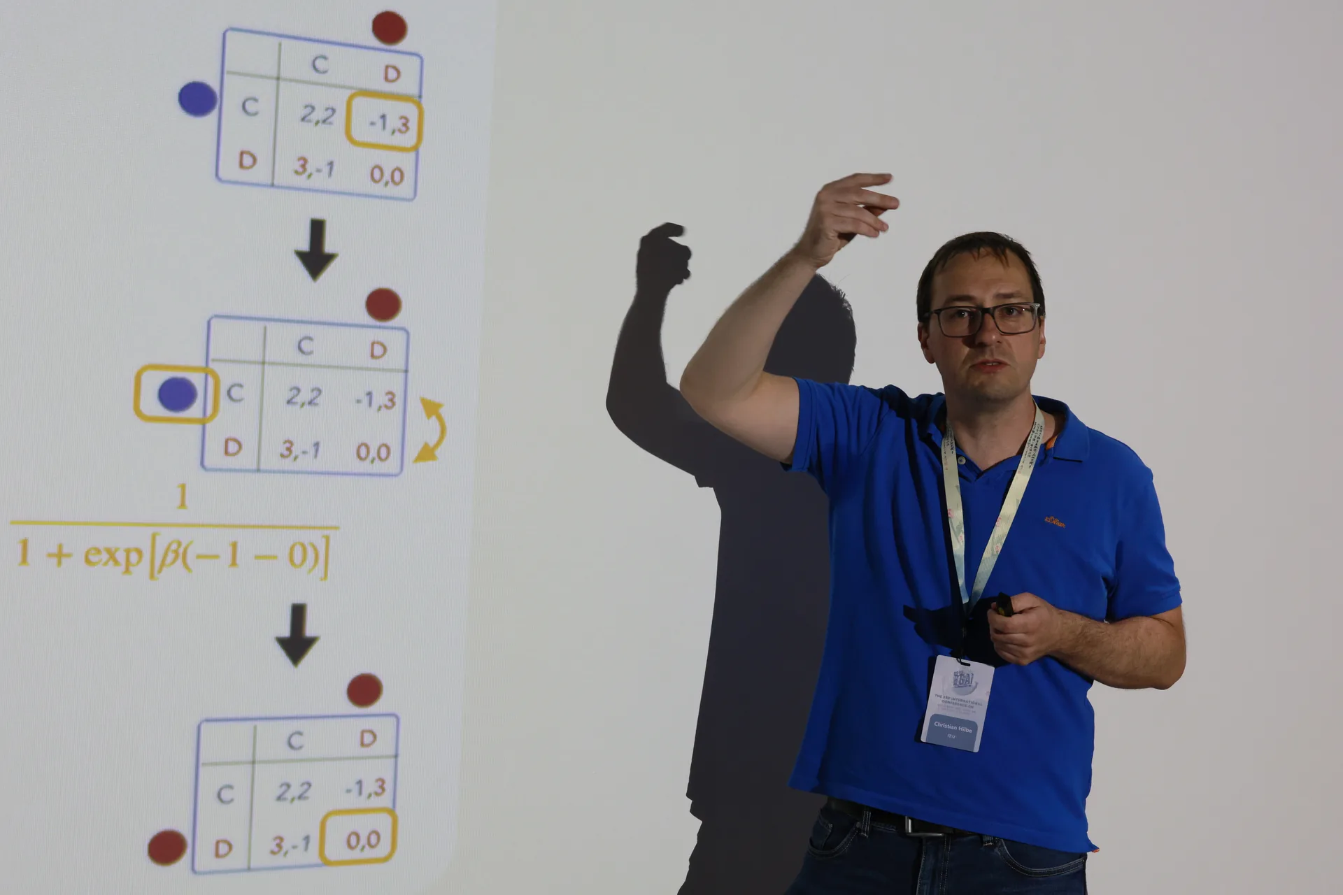 Christian Hilbe delivering a keynote talk at EGAI 2025